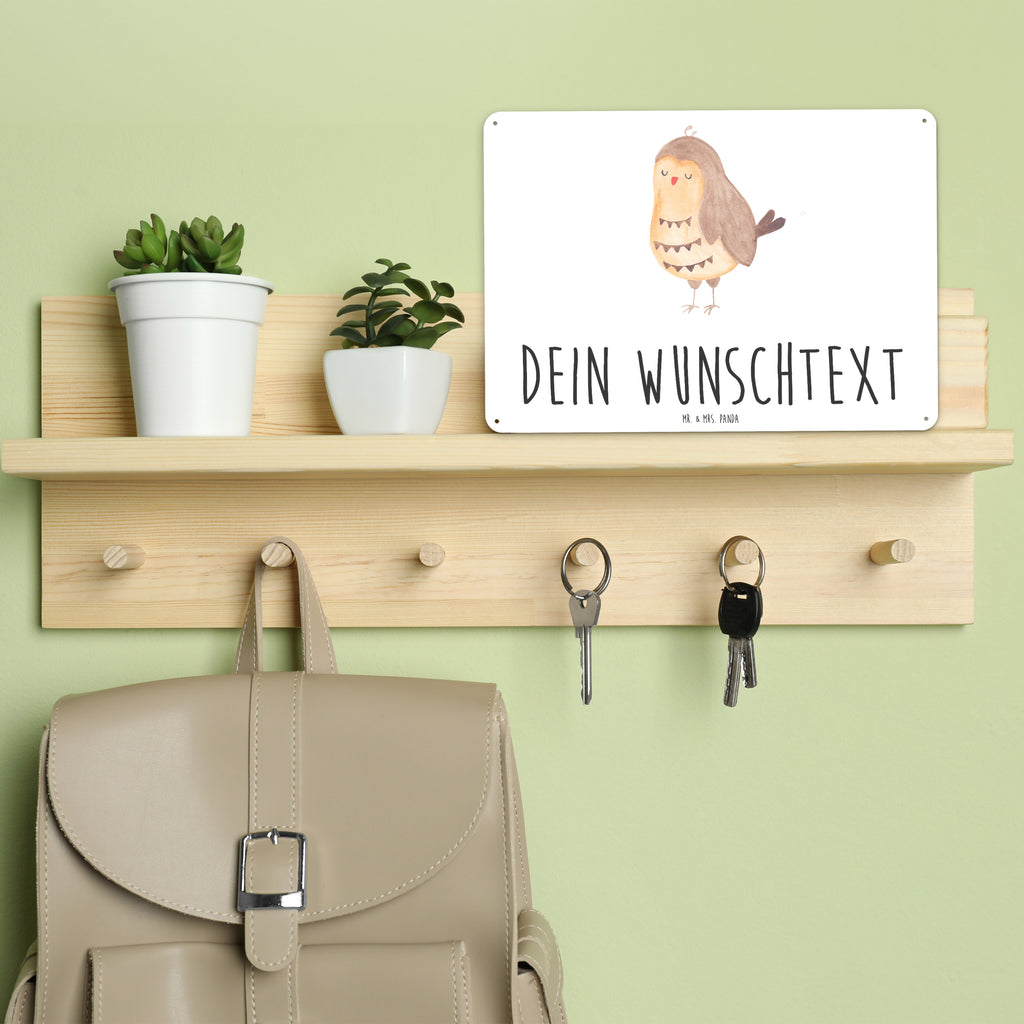 Personalisiertes Blechschild Eule Zufrieden Blechschild, Metallschild, Geschenk Schild, Schild, Magnet-Metall-Schild, Deko Schild, Wandschild, Wand-Dekoration, Türschild, Eule, Eule Spruch, Eule deko, Owl, Liebe Spruch, Romantisch, Wortspiel lustig, Spruch schön, Geschenk Hochzeitstag
