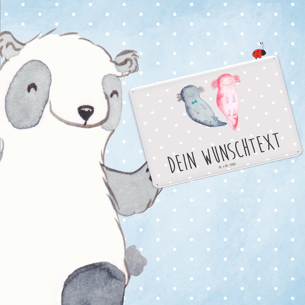 Personalisiertes Blechschild Axolotl Axel+Lotte Blechschild, Metallschild, Geschenk Schild, Schild, Magnet-Metall-Schild, Deko Schild, Wandschild, Wand-Dekoration, Türschild, Axolotl, Molch, Axolot, Schwanzlurch, Lurch, Lurche, Liebe, große Liebe, Liebesbeweis, Freund, Verlobter, Ehemann, Jahrestag, Valentinstag