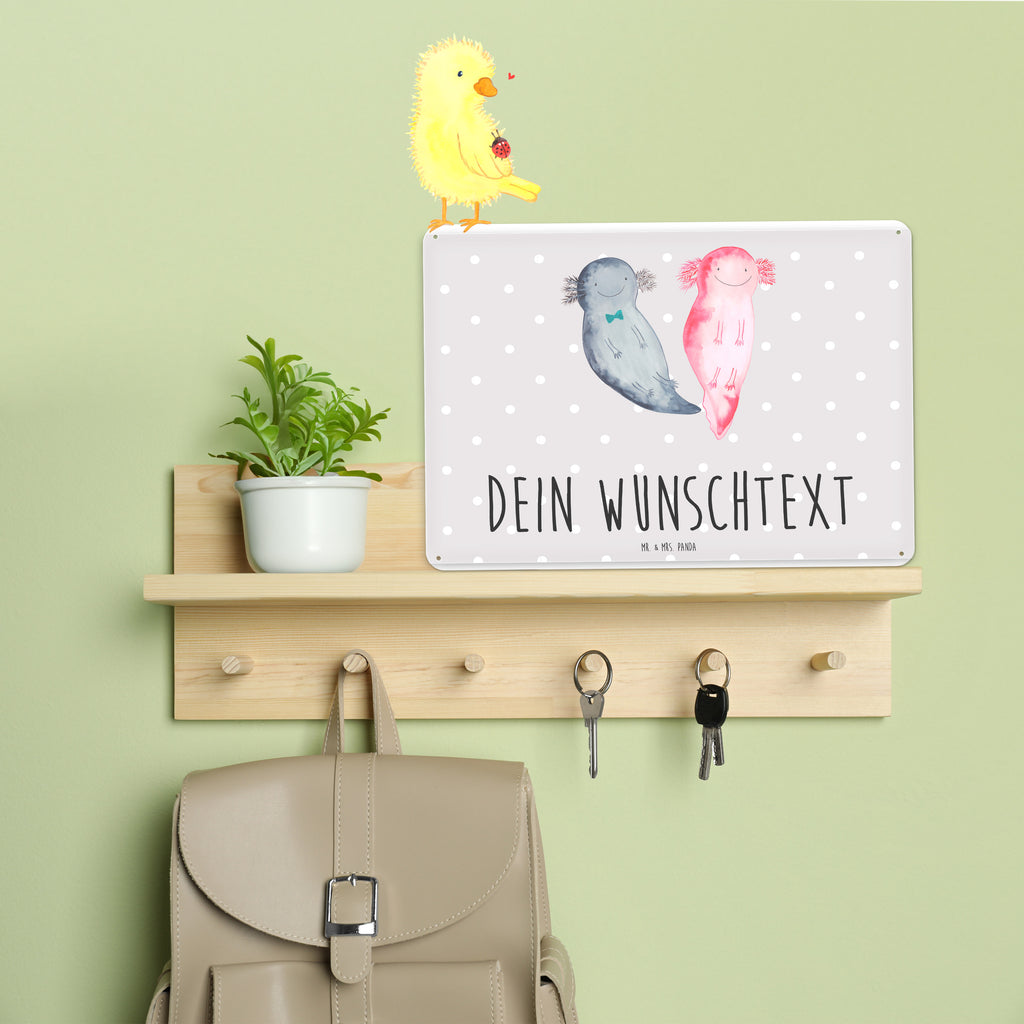 Personalisiertes Blechschild Axolotl Axel+Lotte Blechschild, Metallschild, Geschenk Schild, Schild, Magnet-Metall-Schild, Deko Schild, Wandschild, Wand-Dekoration, Türschild, Axolotl, Molch, Axolot, Schwanzlurch, Lurch, Lurche, Liebe, große Liebe, Liebesbeweis, Freund, Verlobter, Ehemann, Jahrestag, Valentinstag