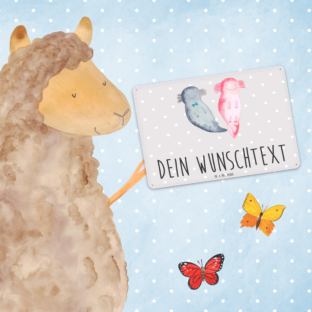 Personalisiertes Blechschild Axolotl Axel+Lotte Blechschild, Metallschild, Geschenk Schild, Schild, Magnet-Metall-Schild, Deko Schild, Wandschild, Wand-Dekoration, Türschild, Axolotl, Molch, Axolot, Schwanzlurch, Lurch, Lurche, Liebe, große Liebe, Liebesbeweis, Freund, Verlobter, Ehemann, Jahrestag, Valentinstag