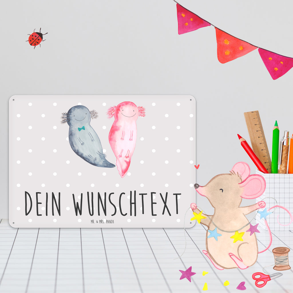 Personalisiertes Blechschild Axolotl Axel+Lotte Blechschild, Metallschild, Geschenk Schild, Schild, Magnet-Metall-Schild, Deko Schild, Wandschild, Wand-Dekoration, Türschild, Axolotl, Molch, Axolot, Schwanzlurch, Lurch, Lurche, Liebe, große Liebe, Liebesbeweis, Freund, Verlobter, Ehemann, Jahrestag, Valentinstag