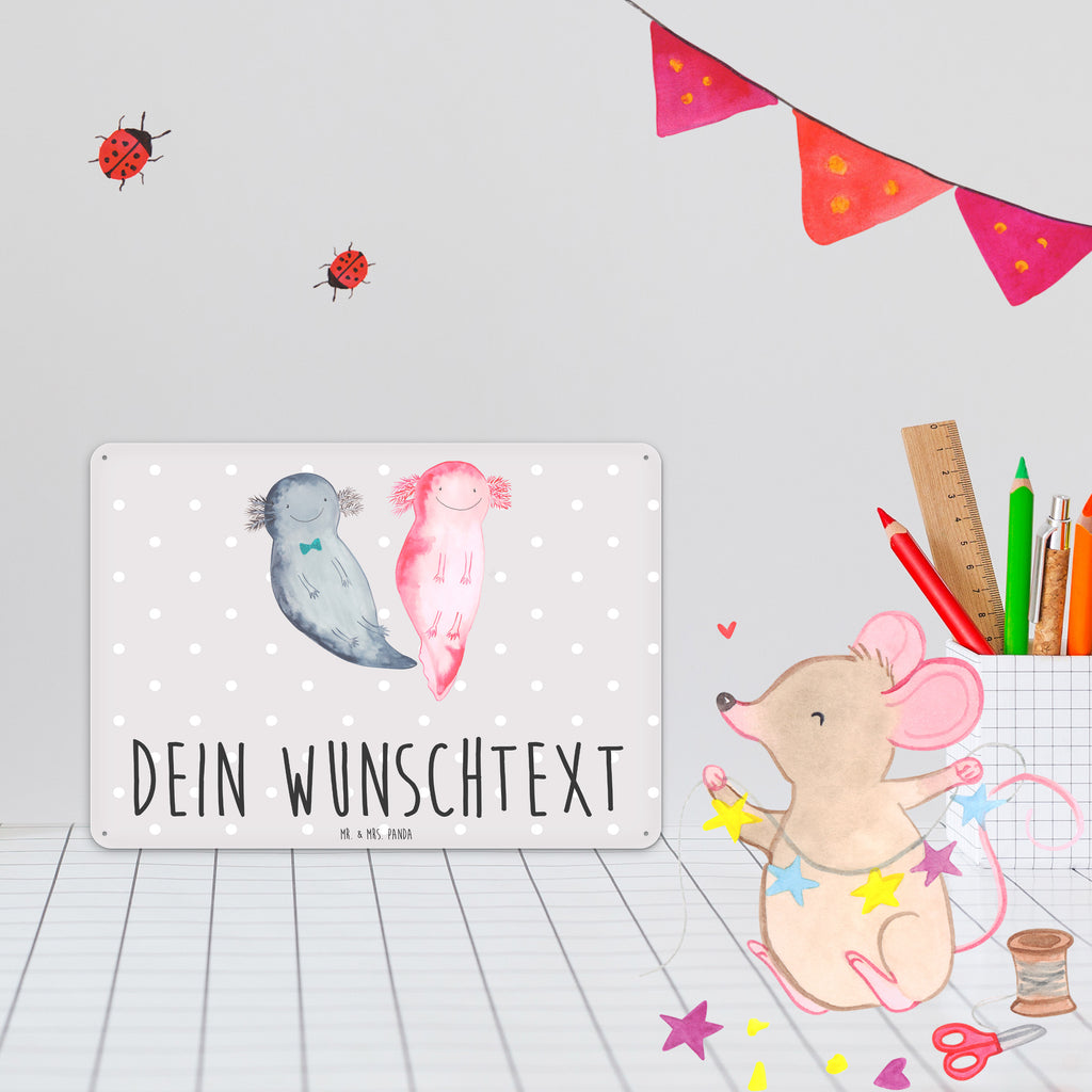 Personalisiertes Blechschild Axolotl Axel+Lotte Blechschild, Metallschild, Geschenk Schild, Schild, Magnet-Metall-Schild, Deko Schild, Wandschild, Wand-Dekoration, Türschild, Axolotl, Molch, Axolot, Schwanzlurch, Lurch, Lurche, Liebe, große Liebe, Liebesbeweis, Freund, Verlobter, Ehemann, Jahrestag, Valentinstag