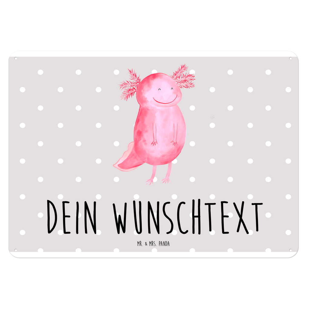 Personalisiertes Blechschild Axolotl glücklich Blechschild, Metallschild, Geschenk Schild, Schild, Magnet-Metall-Schild, Deko Schild, Wandschild, Wand-Dekoration, Türschild, Axolotl, Molch, Axolot, Schwanzlurch, Lurch, Lurche, Motivation, gute Laune