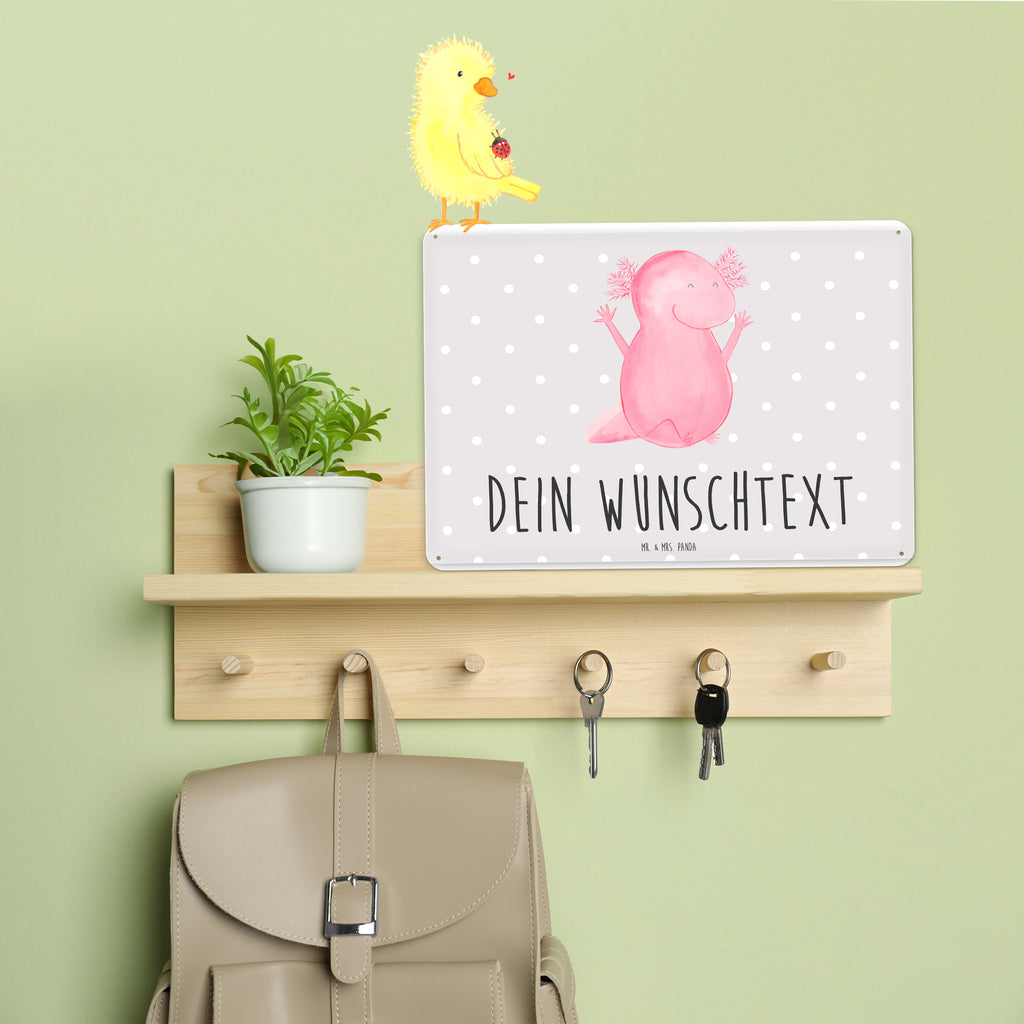 Personalisiertes Blechschild Axolotl Hurra Blechschild, Metallschild, Geschenk Schild, Schild, Magnet-Metall-Schild, Deko Schild, Wandschild, Wand-Dekoration, Türschild, Axolotl, Molch, Axolot, Schwanzlurch, Lurch, Lurche, fröhlich, Spaß, Freude, Motivation, Zufriedenheit
