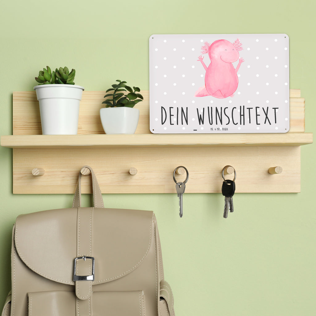 Personalisiertes Blechschild Axolotl Hurra Blechschild, Metallschild, Geschenk Schild, Schild, Magnet-Metall-Schild, Deko Schild, Wandschild, Wand-Dekoration, Türschild, Axolotl, Molch, Axolot, Schwanzlurch, Lurch, Lurche, fröhlich, Spaß, Freude, Motivation, Zufriedenheit