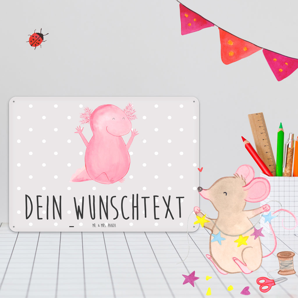 Personalisiertes Blechschild Axolotl Hurra Blechschild, Metallschild, Geschenk Schild, Schild, Magnet-Metall-Schild, Deko Schild, Wandschild, Wand-Dekoration, Türschild, Axolotl, Molch, Axolot, Schwanzlurch, Lurch, Lurche, fröhlich, Spaß, Freude, Motivation, Zufriedenheit