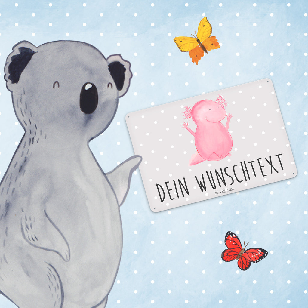 Personalisiertes Blechschild Axolotl Hurra Blechschild, Metallschild, Geschenk Schild, Schild, Magnet-Metall-Schild, Deko Schild, Wandschild, Wand-Dekoration, Türschild, Axolotl, Molch, Axolot, Schwanzlurch, Lurch, Lurche, fröhlich, Spaß, Freude, Motivation, Zufriedenheit