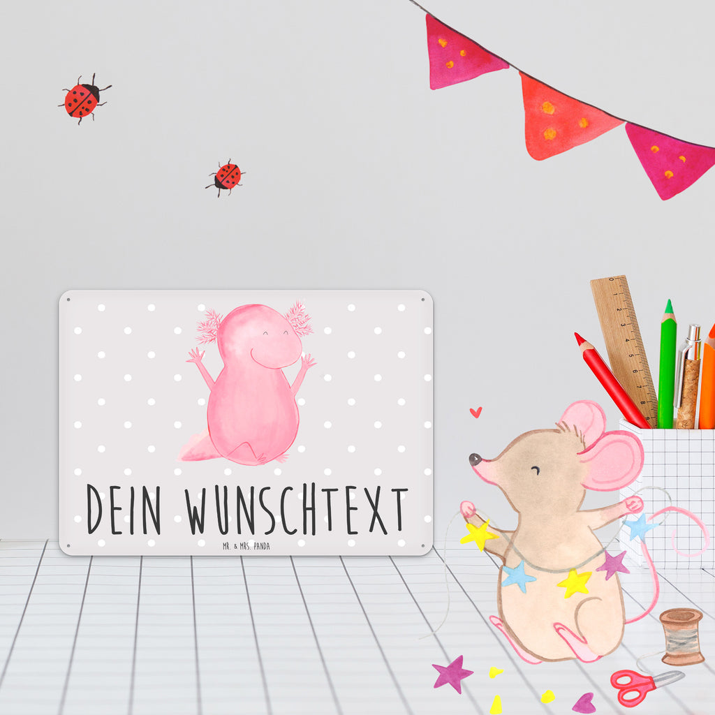 Personalisiertes Blechschild Axolotl Hurra Blechschild, Metallschild, Geschenk Schild, Schild, Magnet-Metall-Schild, Deko Schild, Wandschild, Wand-Dekoration, Türschild, Axolotl, Molch, Axolot, Schwanzlurch, Lurch, Lurche, fröhlich, Spaß, Freude, Motivation, Zufriedenheit