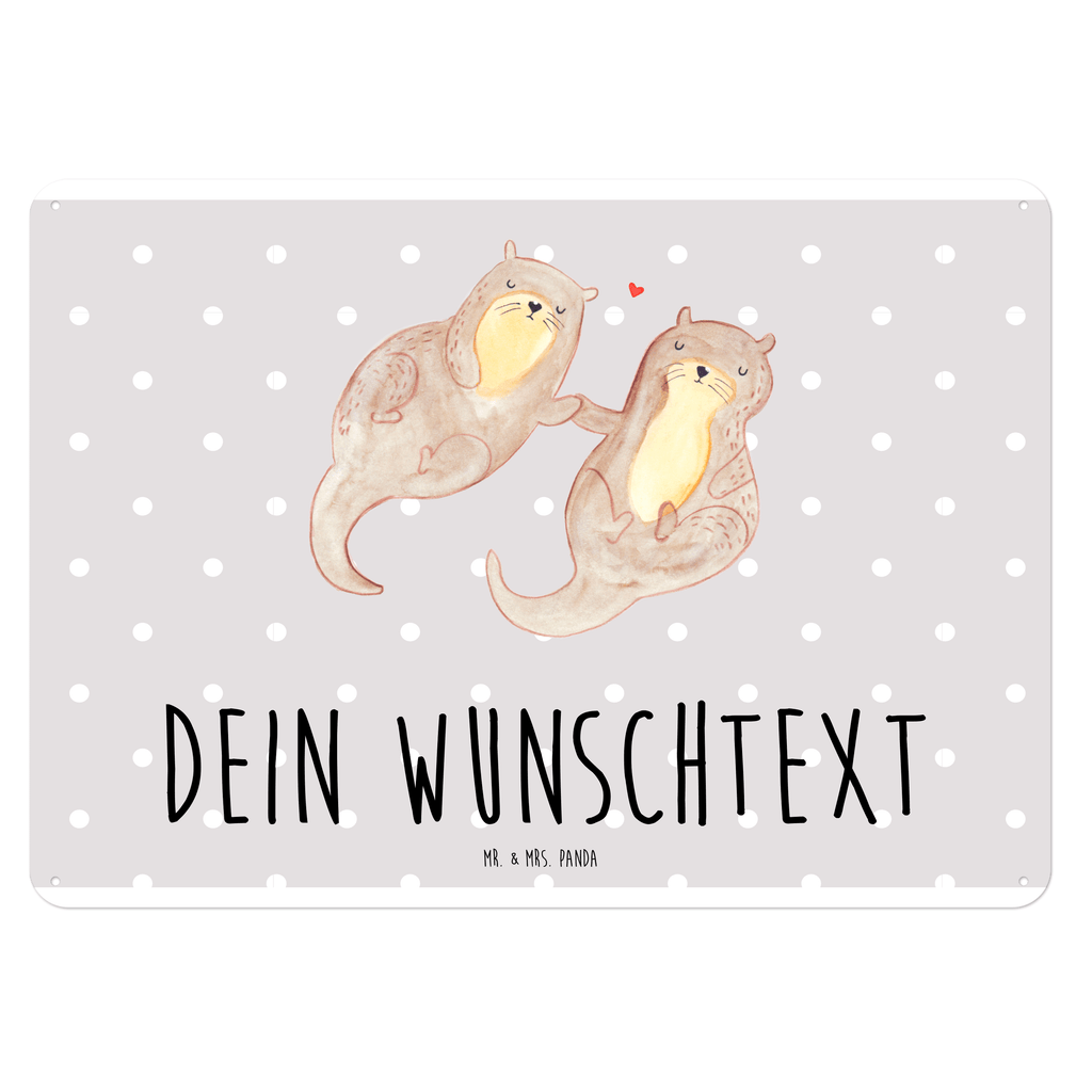 Personalisiertes Blechschild Otter händchenhaltend Blechschild, Metallschild, Geschenk Schild, Schild, Magnet-Metall-Schild, Deko Schild, Wandschild, Wand-Dekoration, Türschild, Otter, Fischotter, Seeotter, Otter Seeotter See Otter