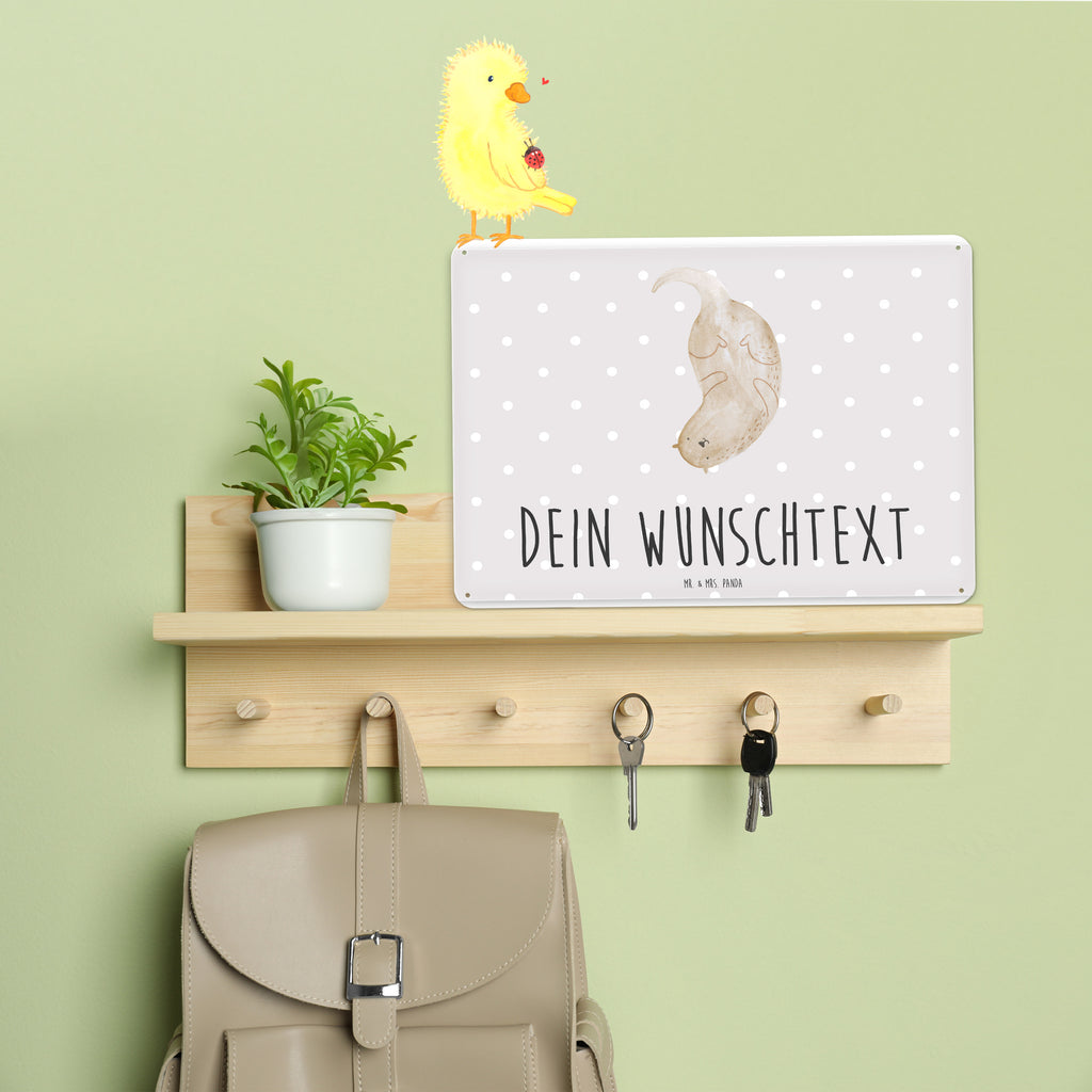 Personalisiertes Blechschild Otter kopfüber Blechschild, Metallschild, Geschenk Schild, Schild, Magnet-Metall-Schild, Deko Schild, Wandschild, Wand-Dekoration, Türschild, Otter, Fischotter, Seeotter, Otter Seeotter See Otter