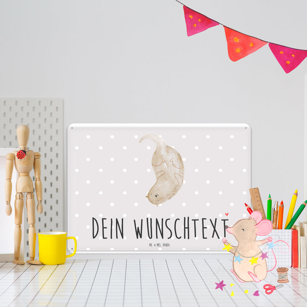 Personalisiertes Blechschild Otter kopfüber Blechschild, Metallschild, Geschenk Schild, Schild, Magnet-Metall-Schild, Deko Schild, Wandschild, Wand-Dekoration, Türschild, Otter, Fischotter, Seeotter, Otter Seeotter See Otter