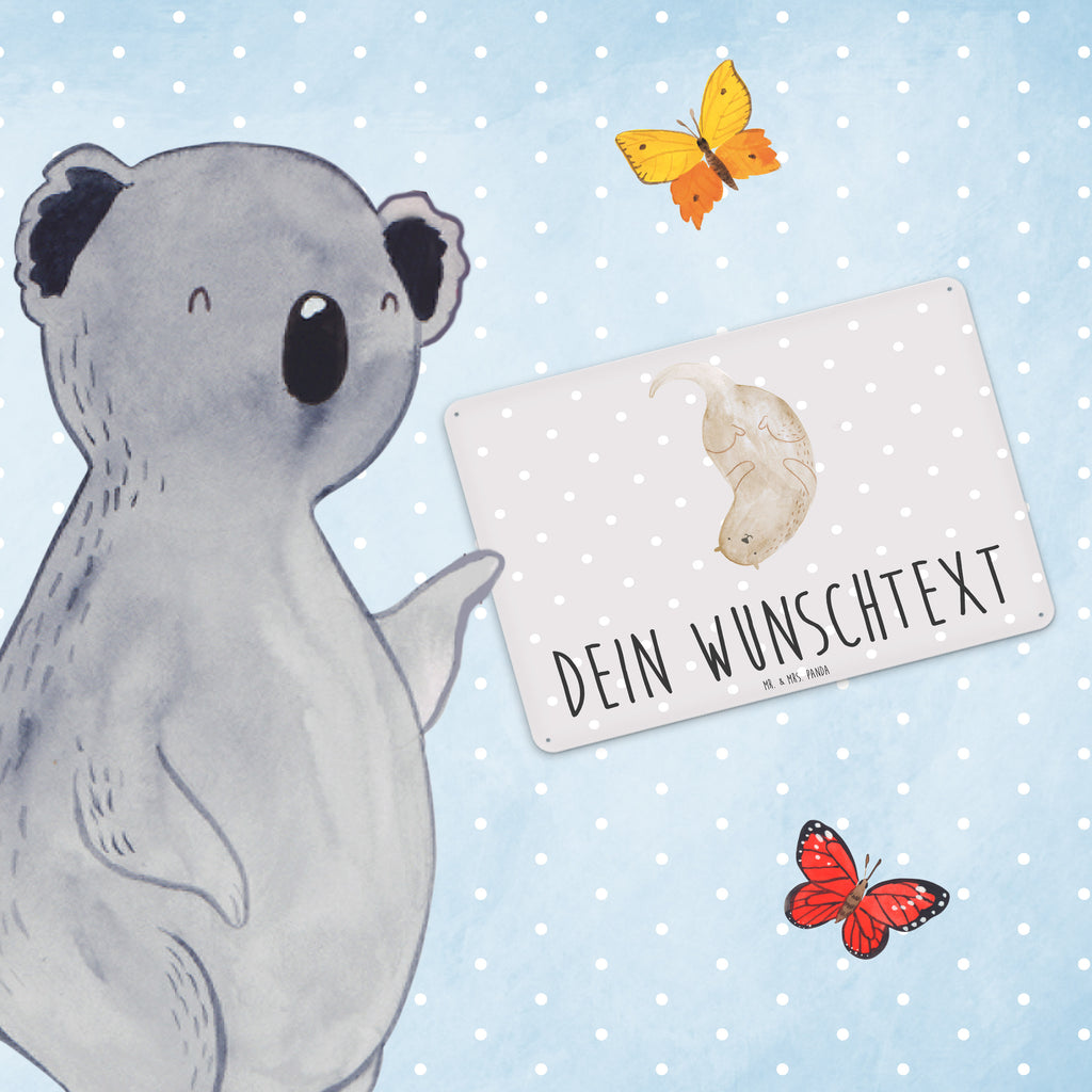 Personalisiertes Blechschild Otter kopfüber Blechschild, Metallschild, Geschenk Schild, Schild, Magnet-Metall-Schild, Deko Schild, Wandschild, Wand-Dekoration, Türschild, Otter, Fischotter, Seeotter, Otter Seeotter See Otter