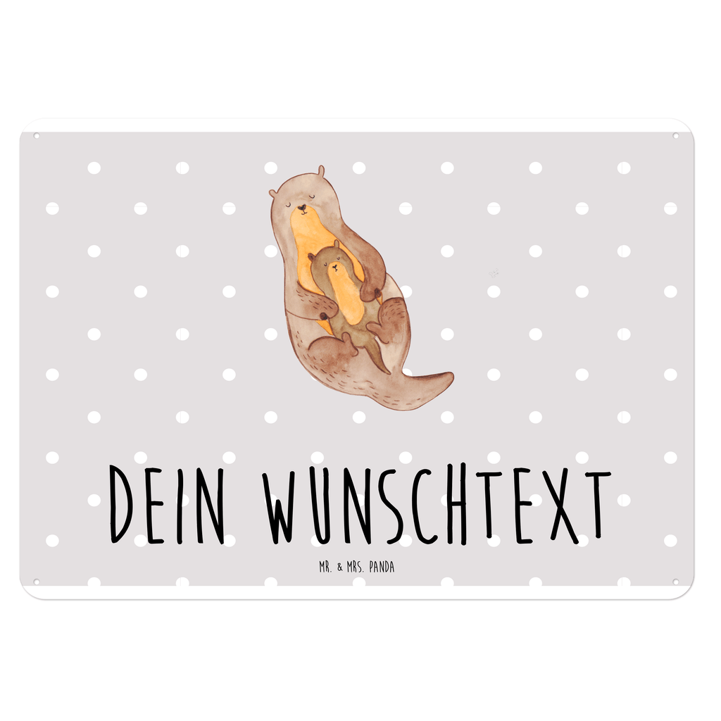 Personalisiertes Blechschild Otter mit Kind Blechschild, Metallschild, Geschenk Schild, Schild, Magnet-Metall-Schild, Deko Schild, Wandschild, Wand-Dekoration, Türschild, Otter, Fischotter, Seeotter, Otter Seeotter See Otter