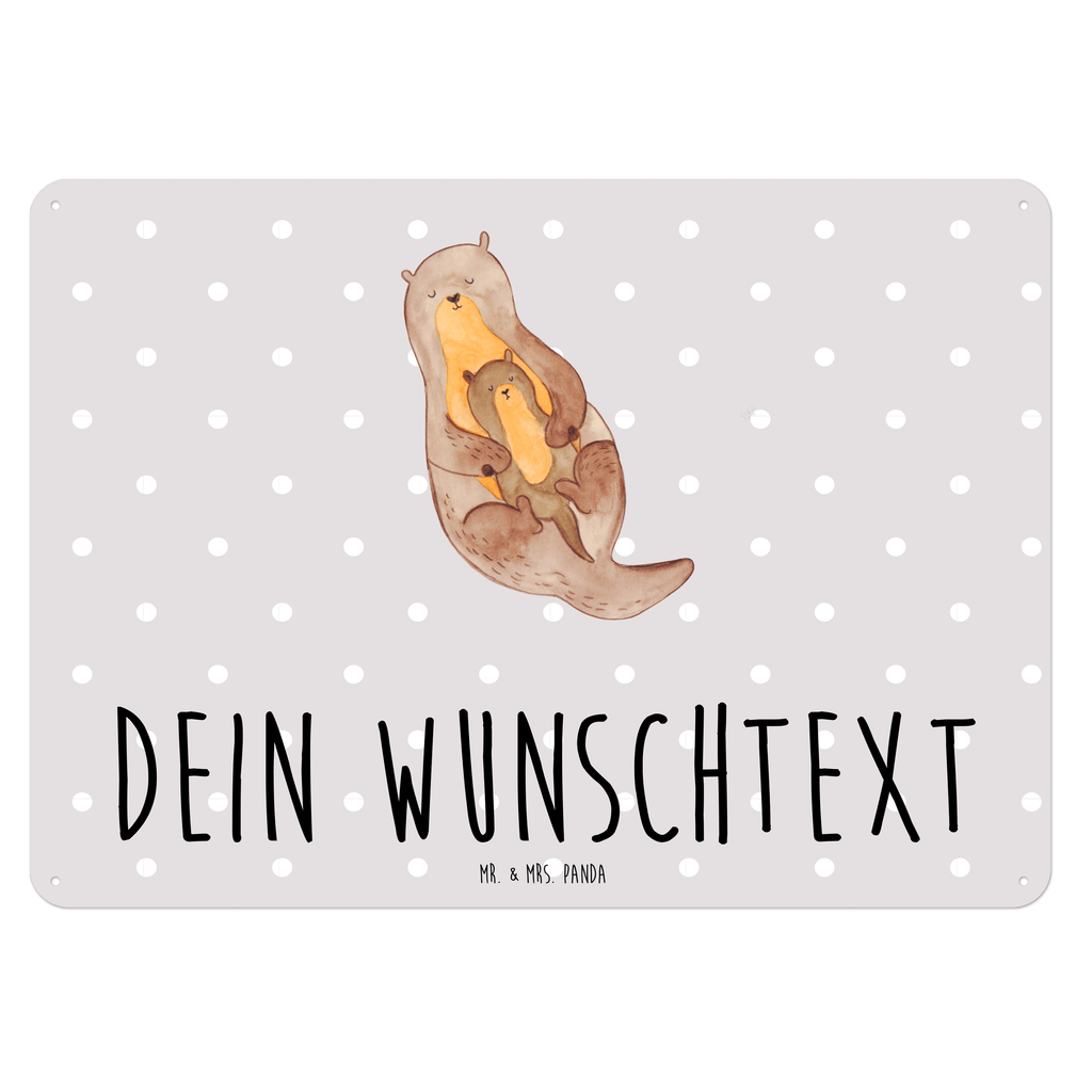 Personalisiertes Blechschild Otter mit Kind Blechschild, Metallschild, Geschenk Schild, Schild, Magnet-Metall-Schild, Deko Schild, Wandschild, Wand-Dekoration, Türschild, Otter, Fischotter, Seeotter, Otter Seeotter See Otter