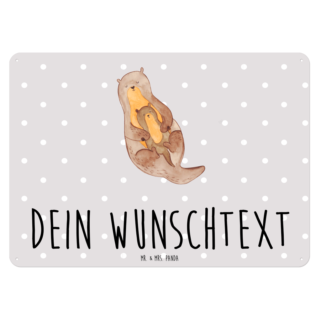 Personalisiertes Blechschild Otter mit Kind Blechschild, Metallschild, Geschenk Schild, Schild, Magnet-Metall-Schild, Deko Schild, Wandschild, Wand-Dekoration, Türschild, Otter, Fischotter, Seeotter, Otter Seeotter See Otter