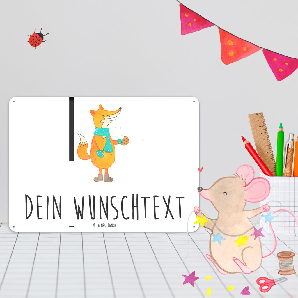 Personalisiertes Blechschild Fuchs Keks Blechschild, Metallschild, Geschenk Schild, Schild, Magnet-Metall-Schild, Deko Schild, Wandschild, Wand-Dekoration, Türschild, Fuchs, Füchse, Backen Spruch, Kekse, Winter, Weihnachtszeit, Plätzchen, Liebe, Küche Deko