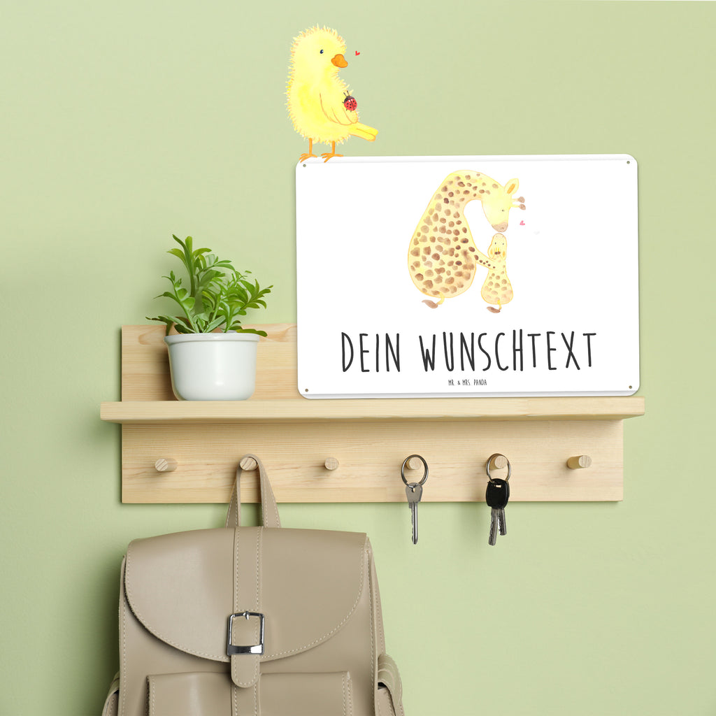 Personalisiertes Blechschild Giraffe mit Kind Blechschild, Metallschild, Geschenk Schild, Schild, Magnet-Metall-Schild, Deko Schild, Wandschild, Wand-Dekoration, Türschild, Afrika, Wildtiere, Giraffe, Kind, Mutter, Mama, Tochter, Sohn, Lieblingsmensch