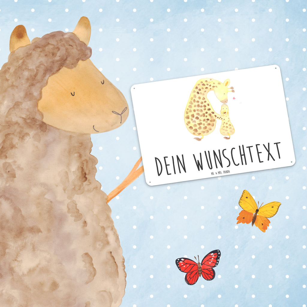 Personalisiertes Blechschild Giraffe mit Kind Blechschild, Metallschild, Geschenk Schild, Schild, Magnet-Metall-Schild, Deko Schild, Wandschild, Wand-Dekoration, Türschild, Afrika, Wildtiere, Giraffe, Kind, Mutter, Mama, Tochter, Sohn, Lieblingsmensch