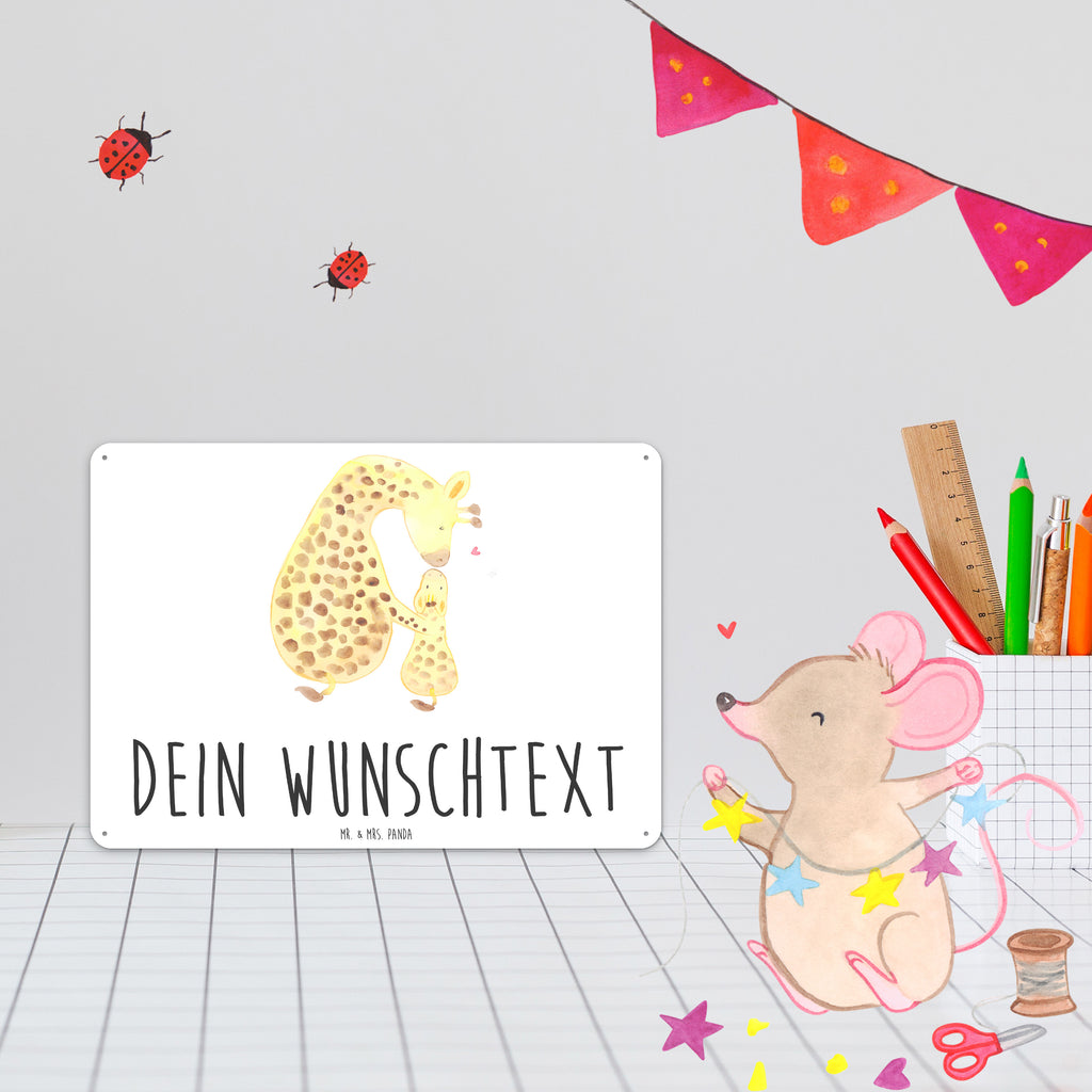 Personalisiertes Blechschild Giraffe mit Kind Blechschild, Metallschild, Geschenk Schild, Schild, Magnet-Metall-Schild, Deko Schild, Wandschild, Wand-Dekoration, Türschild, Afrika, Wildtiere, Giraffe, Kind, Mutter, Mama, Tochter, Sohn, Lieblingsmensch