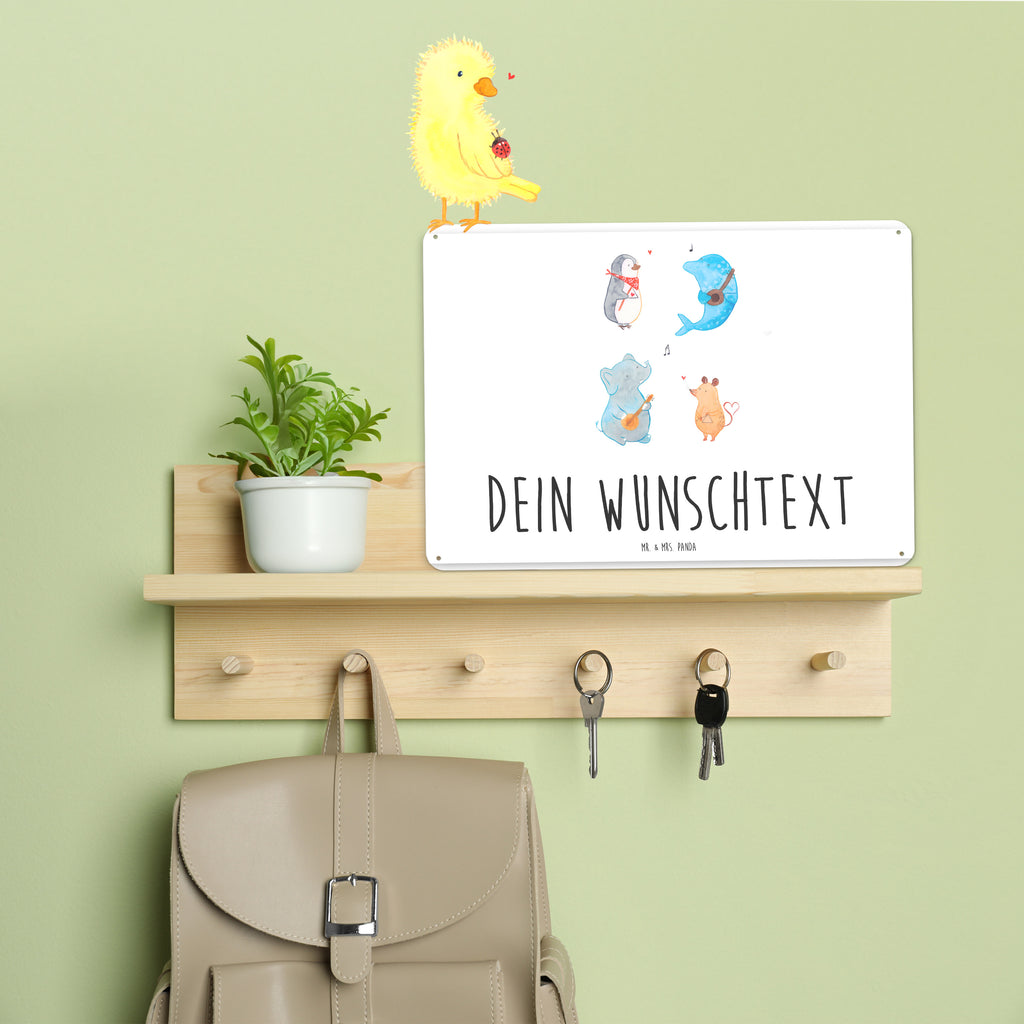 Personalisiertes Blechschild Big Band Blechschild, Metallschild, Geschenk Schild, Schild, Magnet-Metall-Schild, Deko Schild, Wandschild, Wand-Dekoration, Türschild, Tiermotive, Gute Laune, lustige Sprüche, Tiere, Hund, Pinguin, Maus, Elefant, Delfin, Gitarre, Band, Triangel, Musikanten, Musik