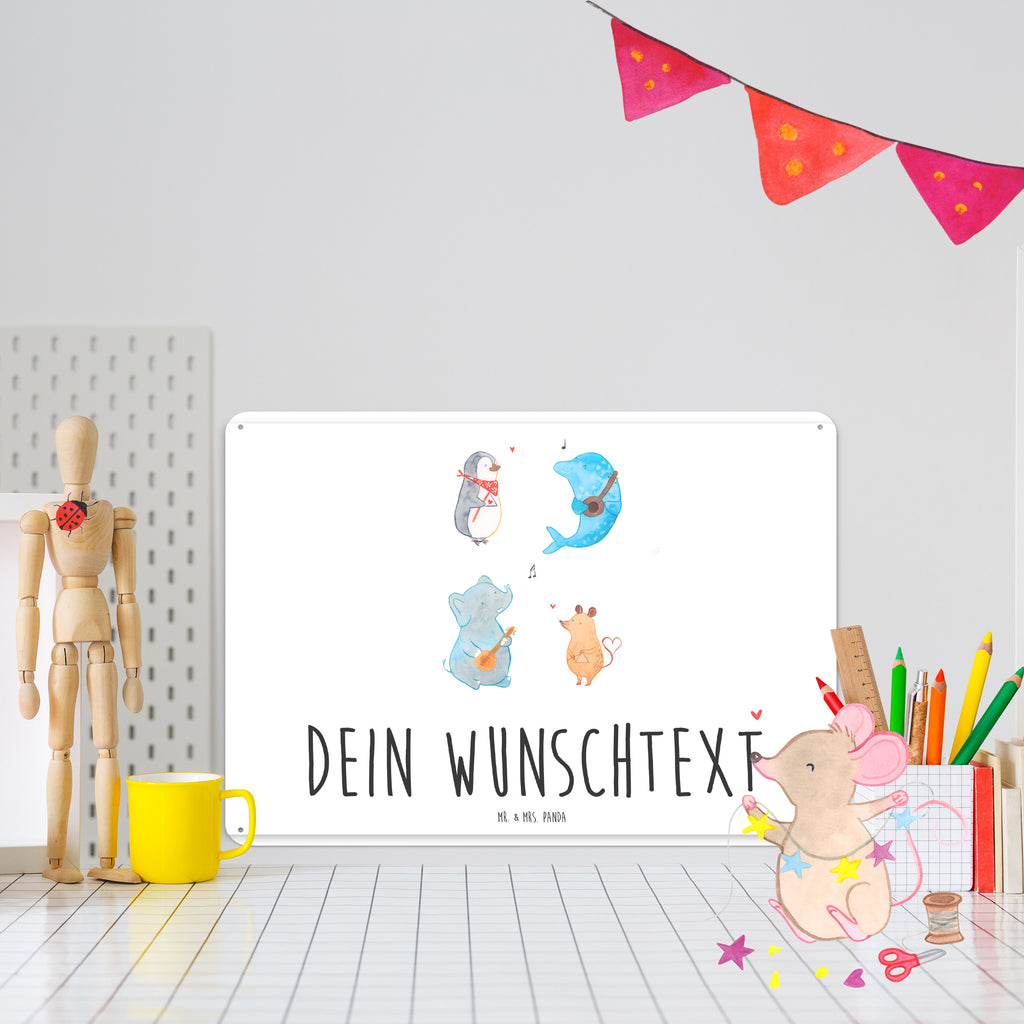 Personalisiertes Blechschild Big Band Blechschild, Metallschild, Geschenk Schild, Schild, Magnet-Metall-Schild, Deko Schild, Wandschild, Wand-Dekoration, Türschild, Tiermotive, Gute Laune, lustige Sprüche, Tiere, Hund, Pinguin, Maus, Elefant, Delfin, Gitarre, Band, Triangel, Musikanten, Musik