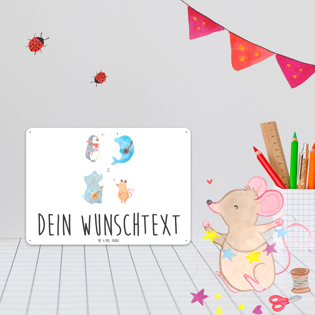 Personalisiertes Blechschild Big Band Blechschild, Metallschild, Geschenk Schild, Schild, Magnet-Metall-Schild, Deko Schild, Wandschild, Wand-Dekoration, Türschild, Tiermotive, Gute Laune, lustige Sprüche, Tiere, Hund, Pinguin, Maus, Elefant, Delfin, Gitarre, Band, Triangel, Musikanten, Musik
