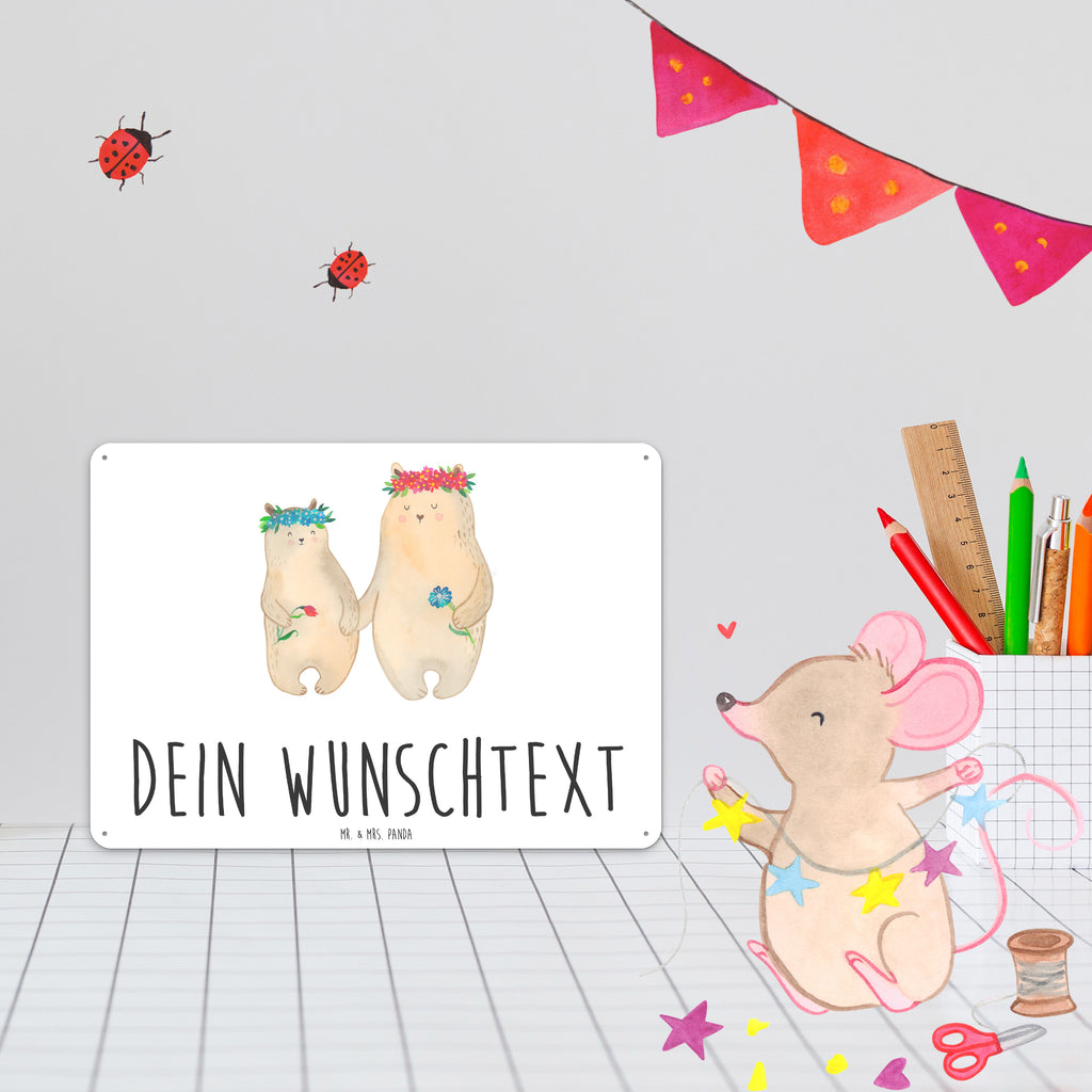 Personalisiertes Blechschild Bären mit Blumenkranz Blechschild, Metallschild, Geschenk Schild, Schild, Magnet-Metall-Schild, Deko Schild, Wandschild, Wand-Dekoration, Türschild, Familie, Vatertag, Muttertag, Bruder, Schwester, Mama, Papa, Oma, Opa, Bär, Bären, Mutter, Mutti, Mami, Lieblingsmensch, Lieblingsmama, beste Mutter, weltbeste Mama, Geschenk Mama. Muttertag, Tochter, Kind, Kinder, Töchter, Family, Vorbild