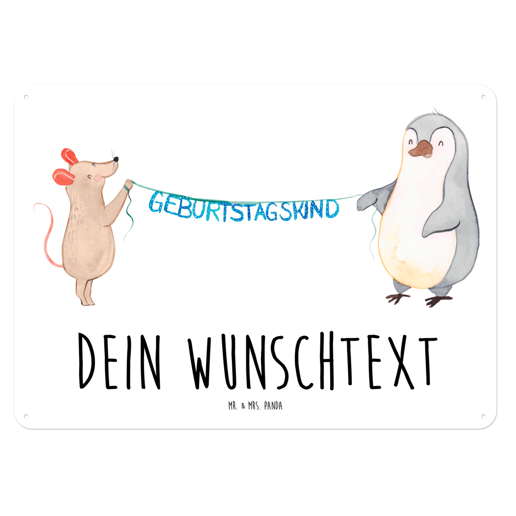 Personalisiertes Blechschild Maus Pinguin Geburtstag Blechschild, Metallschild, Geschenk Schild, Schild, Magnet-Metall-Schild, Deko Schild, Wandschild, Wand-Dekoration, Türschild, Geburtstag, Geburtstagsgeschenk, Geschenk, Maus, Pinguin, Geburtstage, Happy Birthday, Geburtstagsfeier