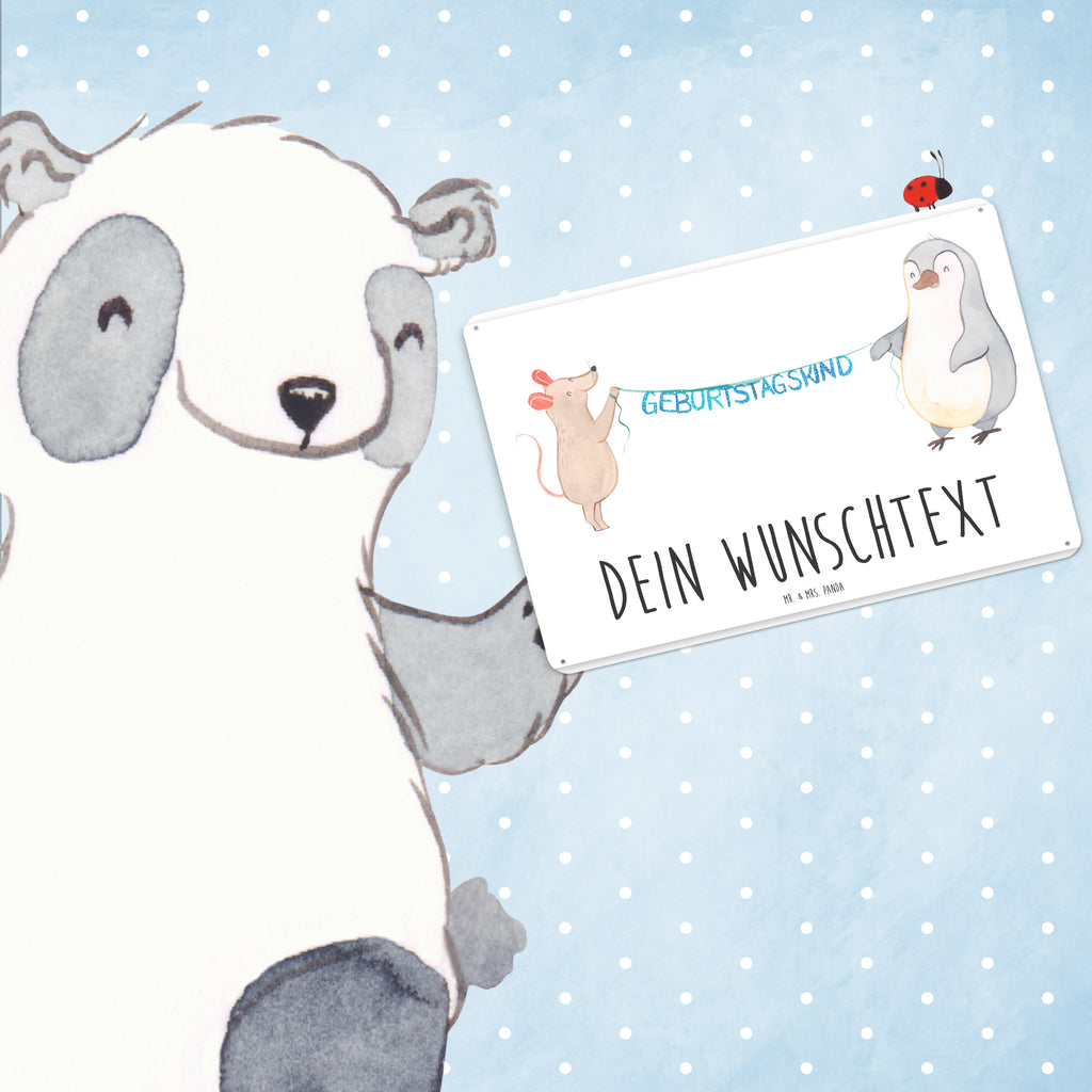 Personalisiertes Blechschild Maus Pinguin Geburtstag Blechschild, Metallschild, Geschenk Schild, Schild, Magnet-Metall-Schild, Deko Schild, Wandschild, Wand-Dekoration, Türschild, Geburtstag, Geburtstagsgeschenk, Geschenk, Maus, Pinguin, Geburtstage, Happy Birthday, Geburtstagsfeier