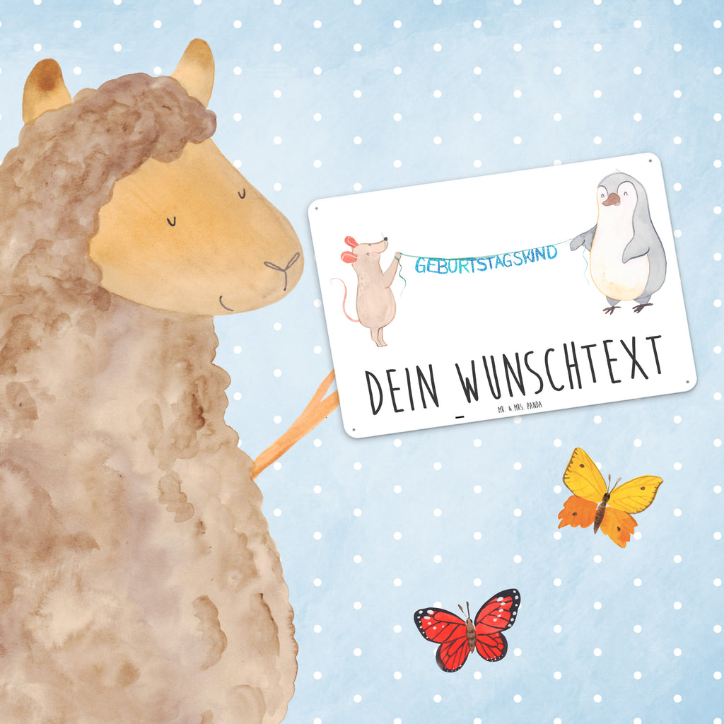 Personalisiertes Blechschild Maus Pinguin Geburtstag Blechschild, Metallschild, Geschenk Schild, Schild, Magnet-Metall-Schild, Deko Schild, Wandschild, Wand-Dekoration, Türschild, Geburtstag, Geburtstagsgeschenk, Geschenk, Maus, Pinguin, Geburtstage, Happy Birthday, Geburtstagsfeier