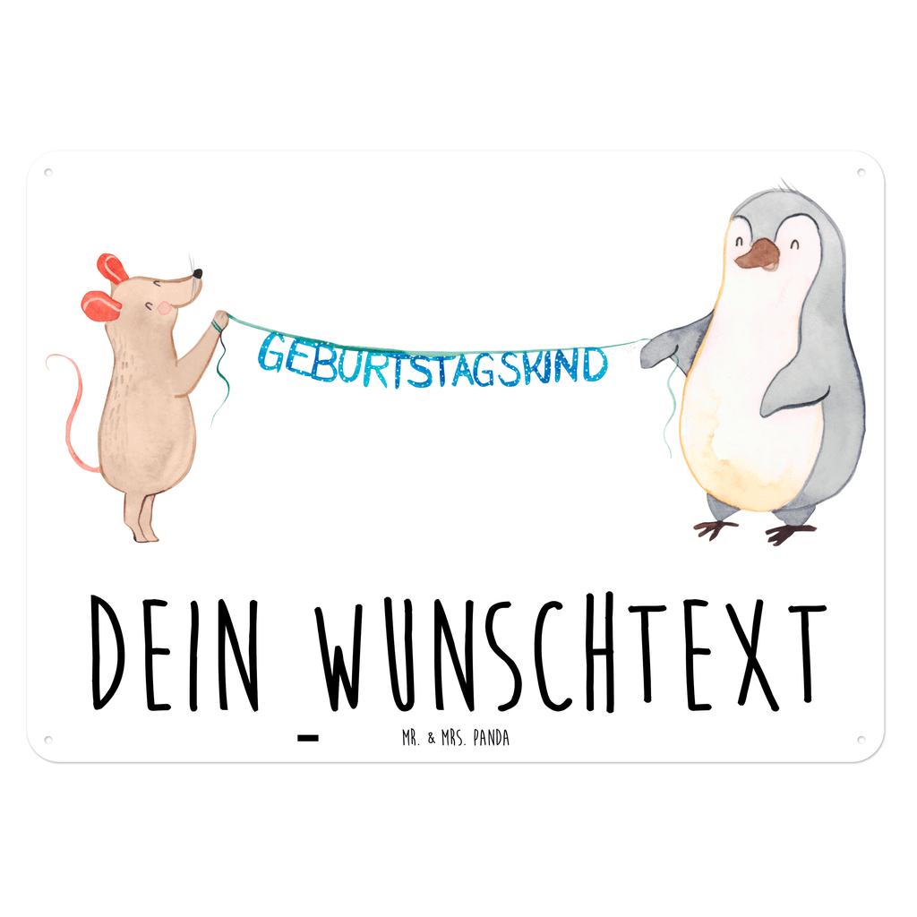 Personalisiertes Blechschild Maus Pinguin Geburtstag Blechschild, Metallschild, Geschenk Schild, Schild, Magnet-Metall-Schild, Deko Schild, Wandschild, Wand-Dekoration, Türschild, Geburtstag, Geburtstagsgeschenk, Geschenk, Maus, Pinguin, Geburtstage, Happy Birthday, Geburtstagsfeier