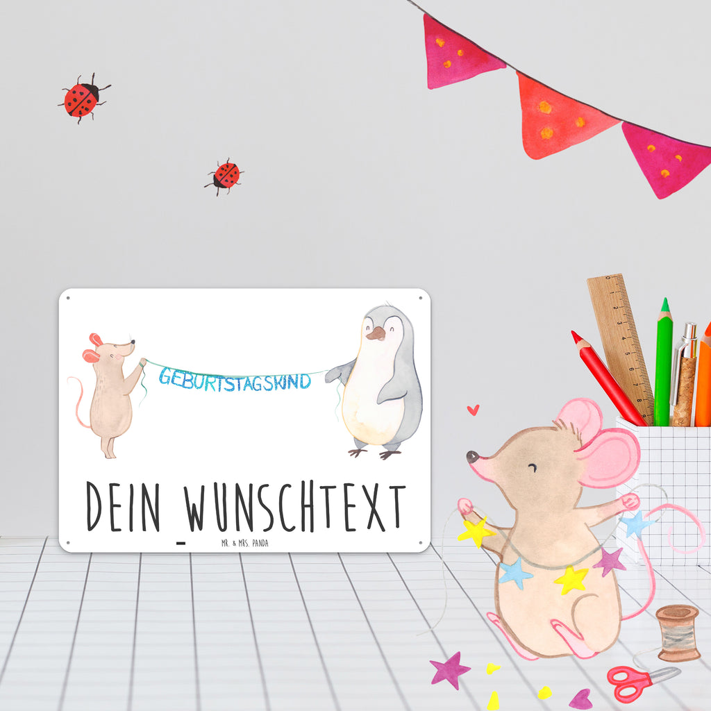 Personalisiertes Blechschild Maus Pinguin Geburtstag Blechschild, Metallschild, Geschenk Schild, Schild, Magnet-Metall-Schild, Deko Schild, Wandschild, Wand-Dekoration, Türschild, Geburtstag, Geburtstagsgeschenk, Geschenk, Maus, Pinguin, Geburtstage, Happy Birthday, Geburtstagsfeier