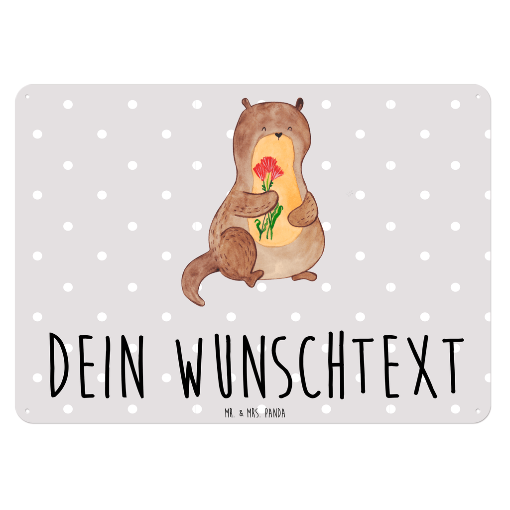 Personalisiertes Blechschild Otter Blumenstrauß Blechschild, Metallschild, Geschenk Schild, Schild, Magnet-Metall-Schild, Deko Schild, Wandschild, Wand-Dekoration, Türschild, Otter, Fischotter, Seeotter, Otter Seeotter See Otter