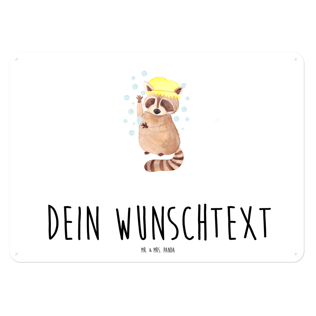 Personalisiertes Blechschild Waschbär Blechschild, Metallschild, Geschenk Schild, Schild, Magnet-Metall-Schild, Deko Schild, Wandschild, Wand-Dekoration, Türschild, süße Tiermotive, gute Laune, lustige Sprüche, Tiere, Waschbär, Tagträumen, Plan, Fröhlich, waschen, Seifenblasen