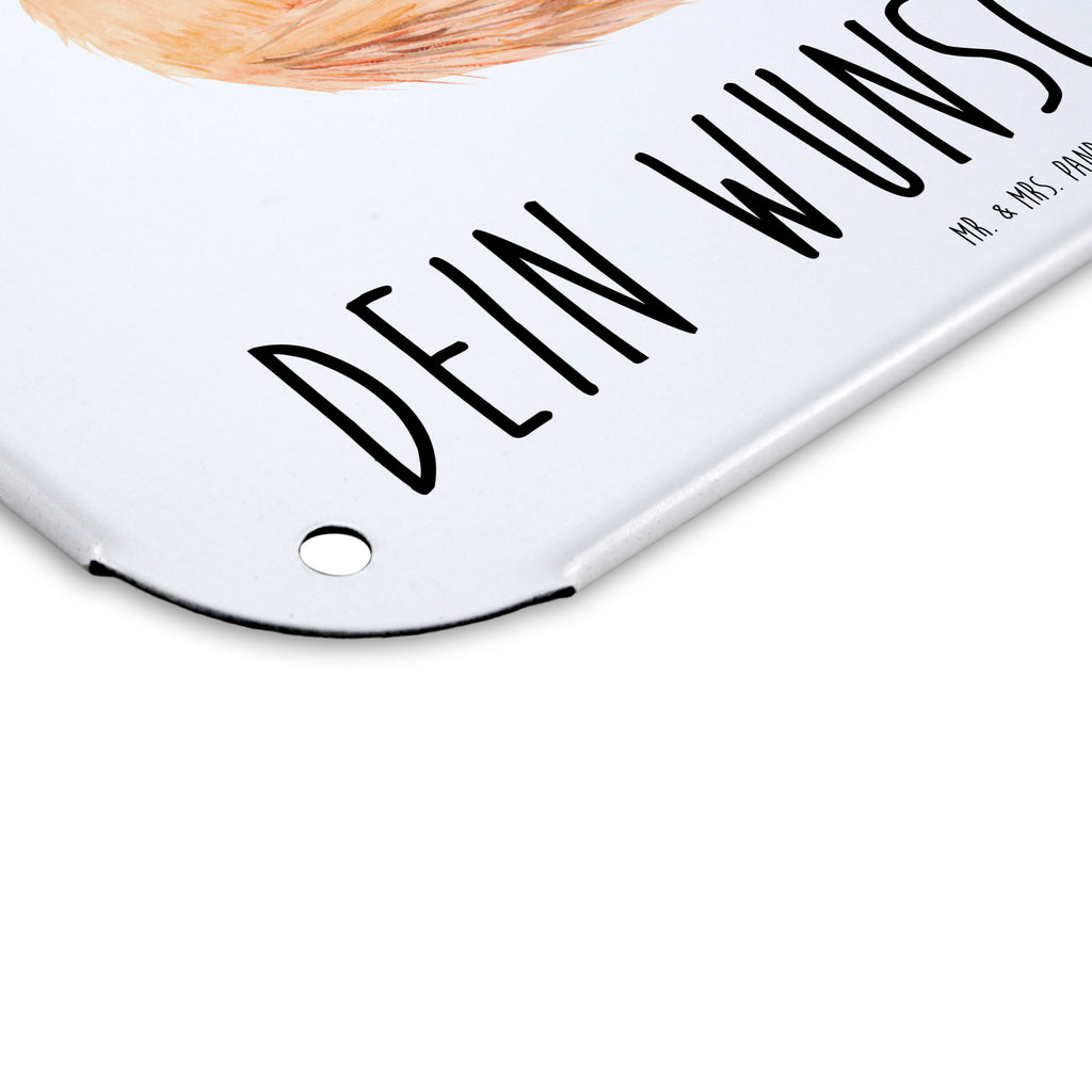 Personalisiertes Blechschild Wüstenfuchs Blumenkranz Blechschild, Metallschild, Geschenk Schild, Schild, Magnet-Metall-Schild, Deko Schild, Wandschild, Wand-Dekoration, Türschild, Afrika, Wildtiere, Wüste, Wüstenfuchs, Blumen, Blumenkranz, Glücklich