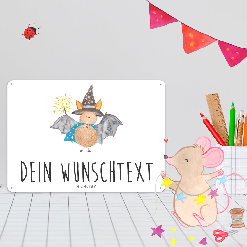 Personalisiertes Blechschild Fledermaus Zauberer Blechschild, Metallschild, Geschenk Schild, Schild, Magnet-Metall-Schild, Deko Schild, Wandschild, Wand-Dekoration, Türschild, Tiermotive, Gute Laune, lustige Sprüche, Tiere, Fledermaus, Fledermäuse, Zauberer, Magier, Frauen, reinsteigern