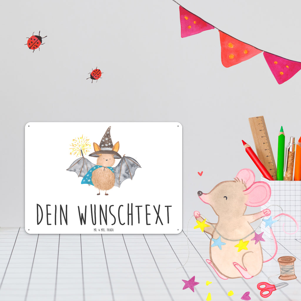Personalisiertes Blechschild Fledermaus Zauberer Blechschild, Metallschild, Geschenk Schild, Schild, Magnet-Metall-Schild, Deko Schild, Wandschild, Wand-Dekoration, Türschild, Tiermotive, Gute Laune, lustige Sprüche, Tiere, Fledermaus, Fledermäuse, Zauberer, Magier, Frauen, reinsteigern