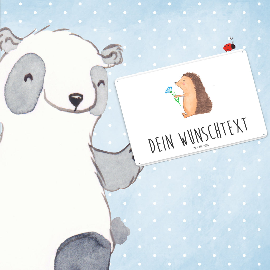 Personalisiertes Blechschild Igel mit Blume Blechschild, Metallschild, Geschenk Schild, Schild, Magnet-Metall-Schild, Deko Schild, Wandschild, Wand-Dekoration, Türschild, Tiermotive, Gute Laune, lustige Sprüche, Tiere, Igel, Gute Besserung, Genesungswünsche, Krankheit, Krankenhaus, krank, Besuch