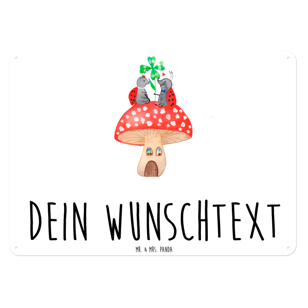 Personalisiertes Blechschild Marienkäfer Paar Fliegenpilz Blechschild, Metallschild, Geschenk Schild, Schild, Magnet-Metall-Schild, Deko Schild, Wandschild, Wand-Dekoration, Türschild, süße Tiermotive, gute Laune, lustige Sprüche, Tiere, Haus, Wohnung, zuhause, Fliegenpilz, Marienkäfer, Fleigenpilzhaus