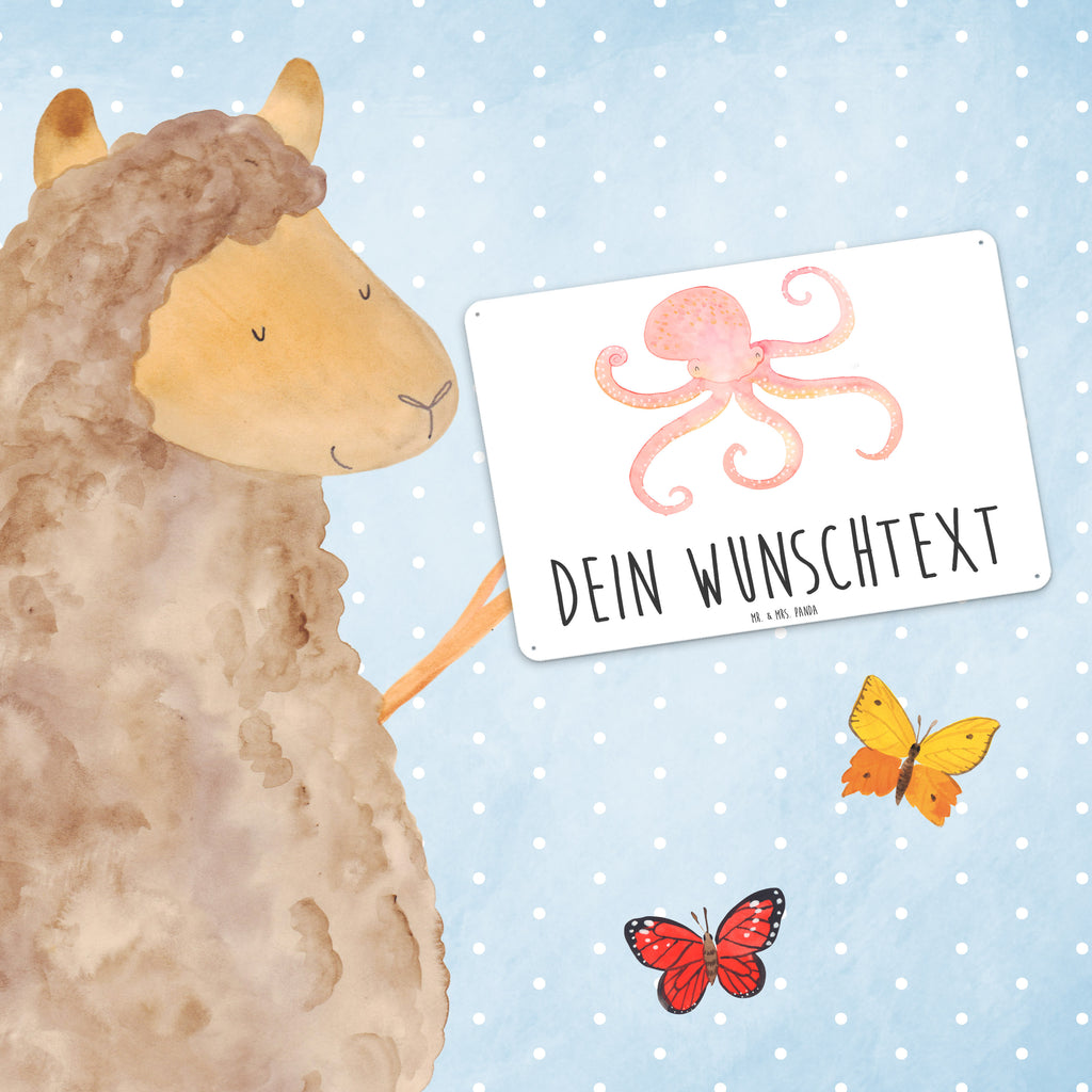 Personalisiertes Blechschild Tintenfisch Blechschild, Metallschild, Geschenk Schild, Schild, Magnet-Metall-Schild, Deko Schild, Wandschild, Wand-Dekoration, Türschild, Tiermotive, Gute Laune, lustige Sprüche, Tiere, Meer, Meerestier, Krake, Tintenfisch, Arme, Wasser, Ozean