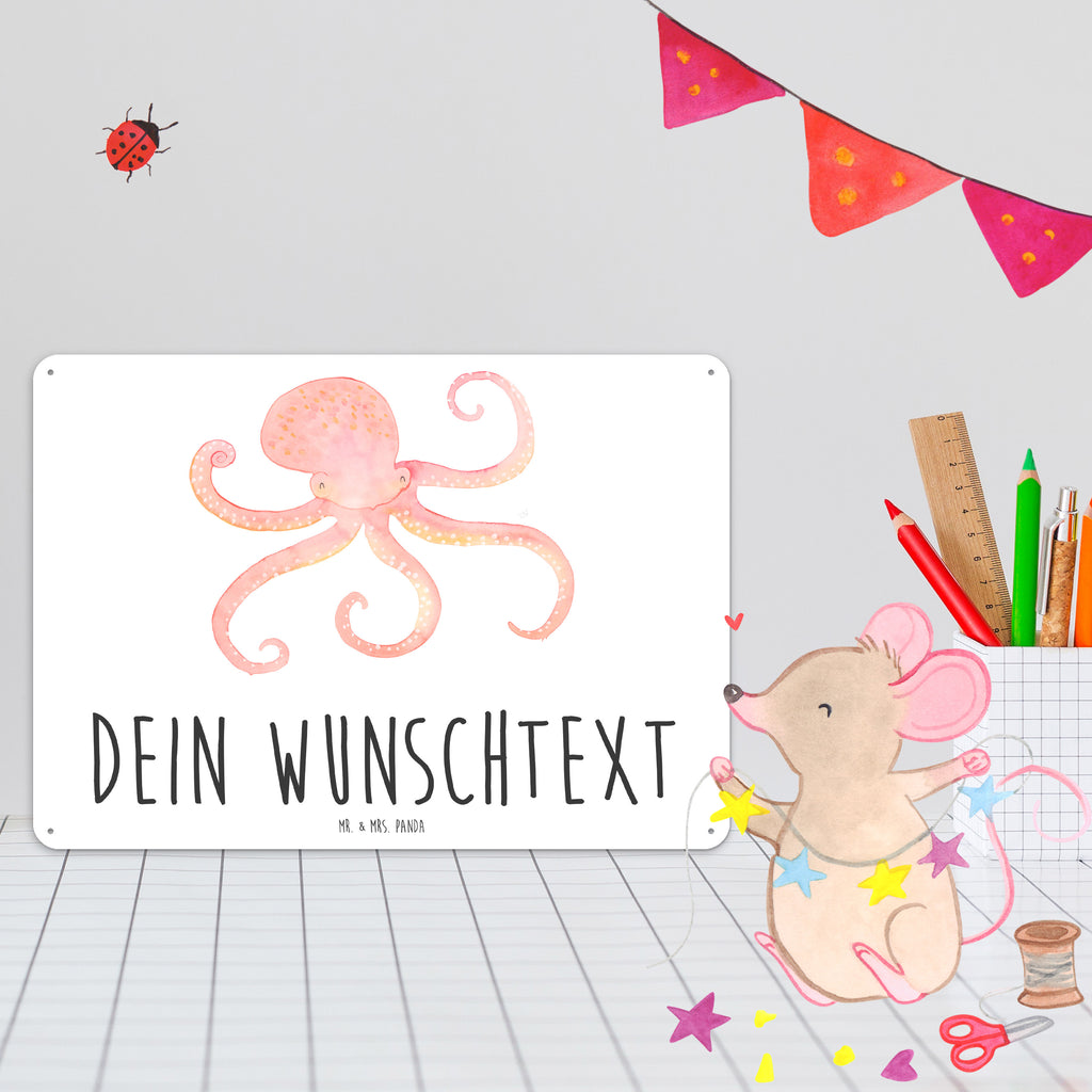 Personalisiertes Blechschild Tintenfisch Blechschild, Metallschild, Geschenk Schild, Schild, Magnet-Metall-Schild, Deko Schild, Wandschild, Wand-Dekoration, Türschild, Tiermotive, Gute Laune, lustige Sprüche, Tiere, Meer, Meerestier, Krake, Tintenfisch, Arme, Wasser, Ozean