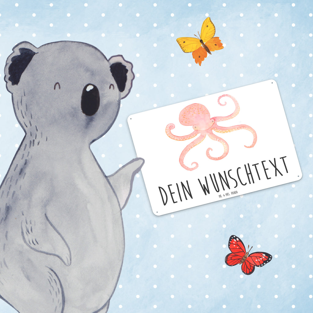 Personalisiertes Blechschild Tintenfisch Blechschild, Metallschild, Geschenk Schild, Schild, Magnet-Metall-Schild, Deko Schild, Wandschild, Wand-Dekoration, Türschild, Tiermotive, Gute Laune, lustige Sprüche, Tiere, Meer, Meerestier, Krake, Tintenfisch, Arme, Wasser, Ozean
