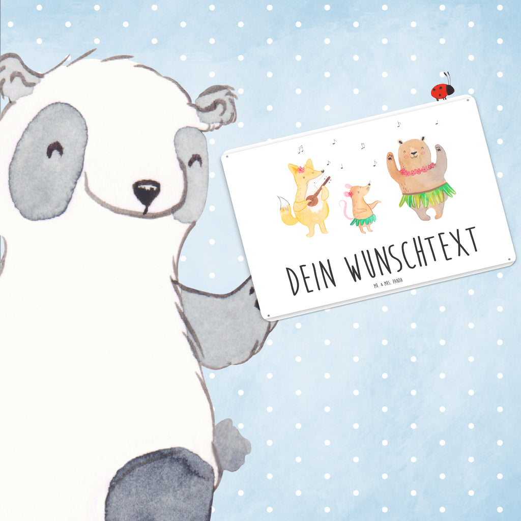 Personalisiertes Blechschild Waldtiere Aloha Blechschild, Metallschild, Geschenk Schild, Schild, Magnet-Metall-Schild, Deko Schild, Wandschild, Wand-Dekoration, Türschild, Tiermotive, Gute Laune, lustige Sprüche, Tiere, Wald, Waldtiere, Musik, Aloha, Bär, Hase, Igel, Tanzen, Leben, Lachen