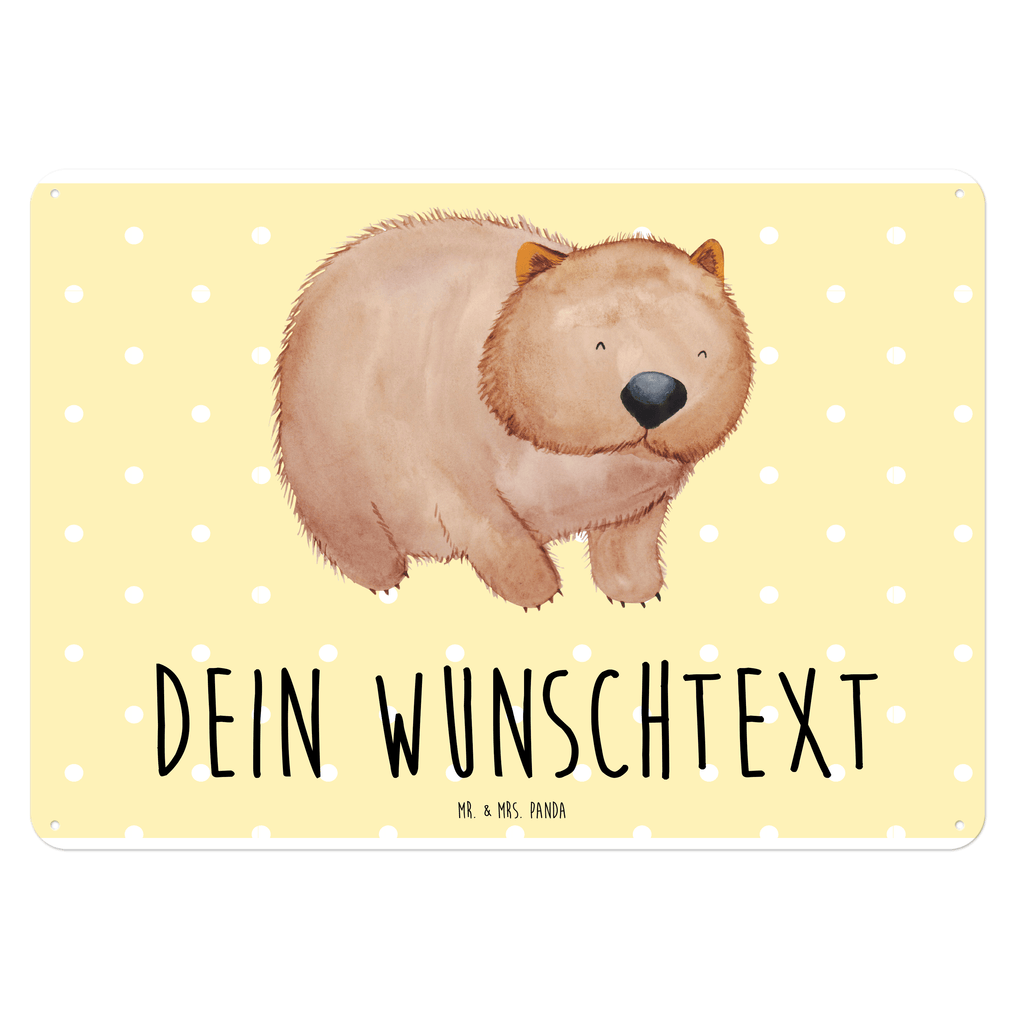 Personalisiertes Blechschild Wombat Blechschild, Metallschild, Geschenk Schild, Schild, Magnet-Metall-Schild, Deko Schild, Wandschild, Wand-Dekoration, Türschild, süße Tiermotive, gute Laune, lustige Sprüche, Tiere, Wombat, Das Leben ist schön, Motivation, Spruch, Australien