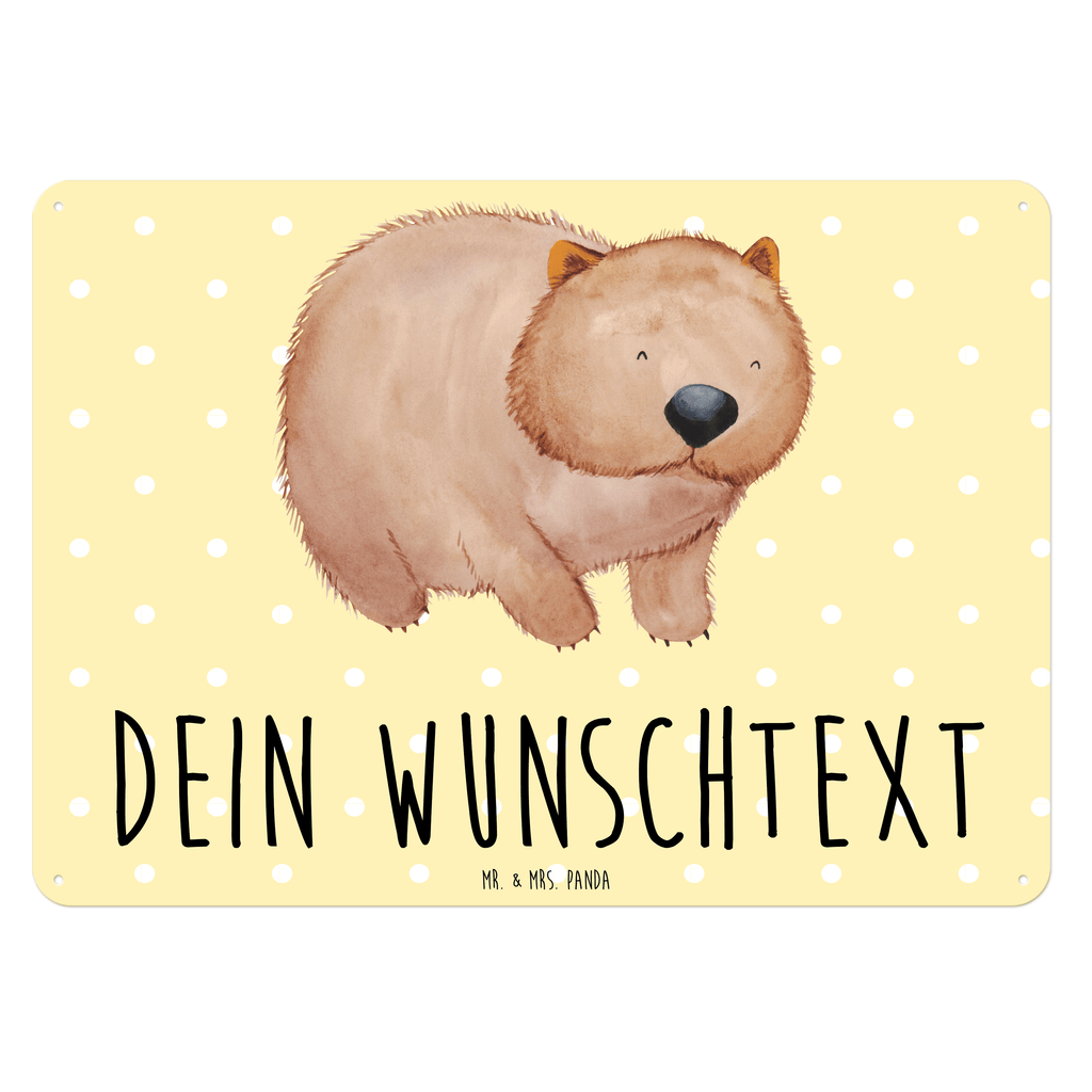 Personalisiertes Blechschild Wombat Blechschild, Metallschild, Geschenk Schild, Schild, Magnet-Metall-Schild, Deko Schild, Wandschild, Wand-Dekoration, Türschild, süße Tiermotive, gute Laune, lustige Sprüche, Tiere, Wombat, Das Leben ist schön, Motivation, Spruch, Australien