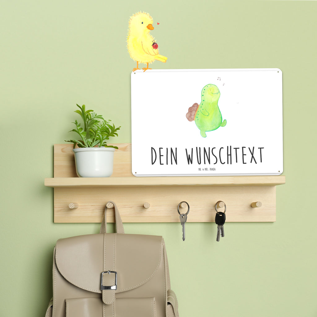 Personalisiertes Blechschild Schildkröte pfeift Blechschild, Metallschild, Geschenk Schild, Schild, Magnet-Metall-Schild, Deko Schild, Wandschild, Wand-Dekoration, Türschild, Schildkröte, Schildi, Schildkröten, fröhlich, Glück, Motivation, Lebensfreude, Depression, Trennung, Neuanfang