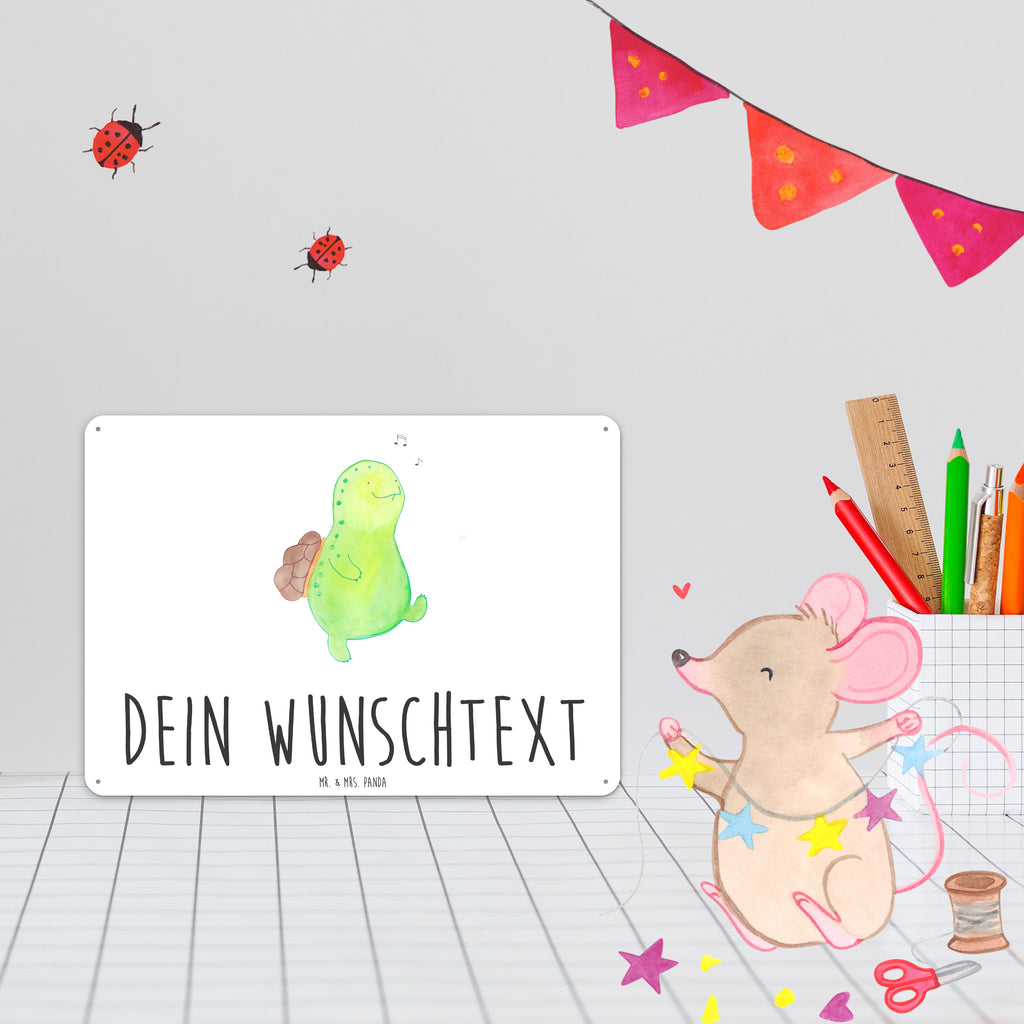 Personalisiertes Blechschild Schildkröte pfeift Blechschild, Metallschild, Geschenk Schild, Schild, Magnet-Metall-Schild, Deko Schild, Wandschild, Wand-Dekoration, Türschild, Schildkröte, Schildi, Schildkröten, fröhlich, Glück, Motivation, Lebensfreude, Depression, Trennung, Neuanfang