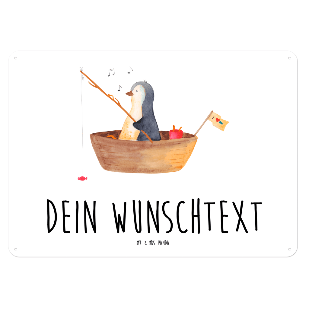 Personalisiertes Blechschild Pinguin Angelboot Blechschild, Metallschild, Geschenk Schild, Schild, Magnet-Metall-Schild, Deko Schild, Wandschild, Wand-Dekoration, Türschild, Pinguin, Pinguine, Angeln, Boot, Angelboot, Lebenslust, Leben, genießen, Motivation, Neustart, Neuanfang, Trennung, Scheidung, Geschenkidee Liebeskummer