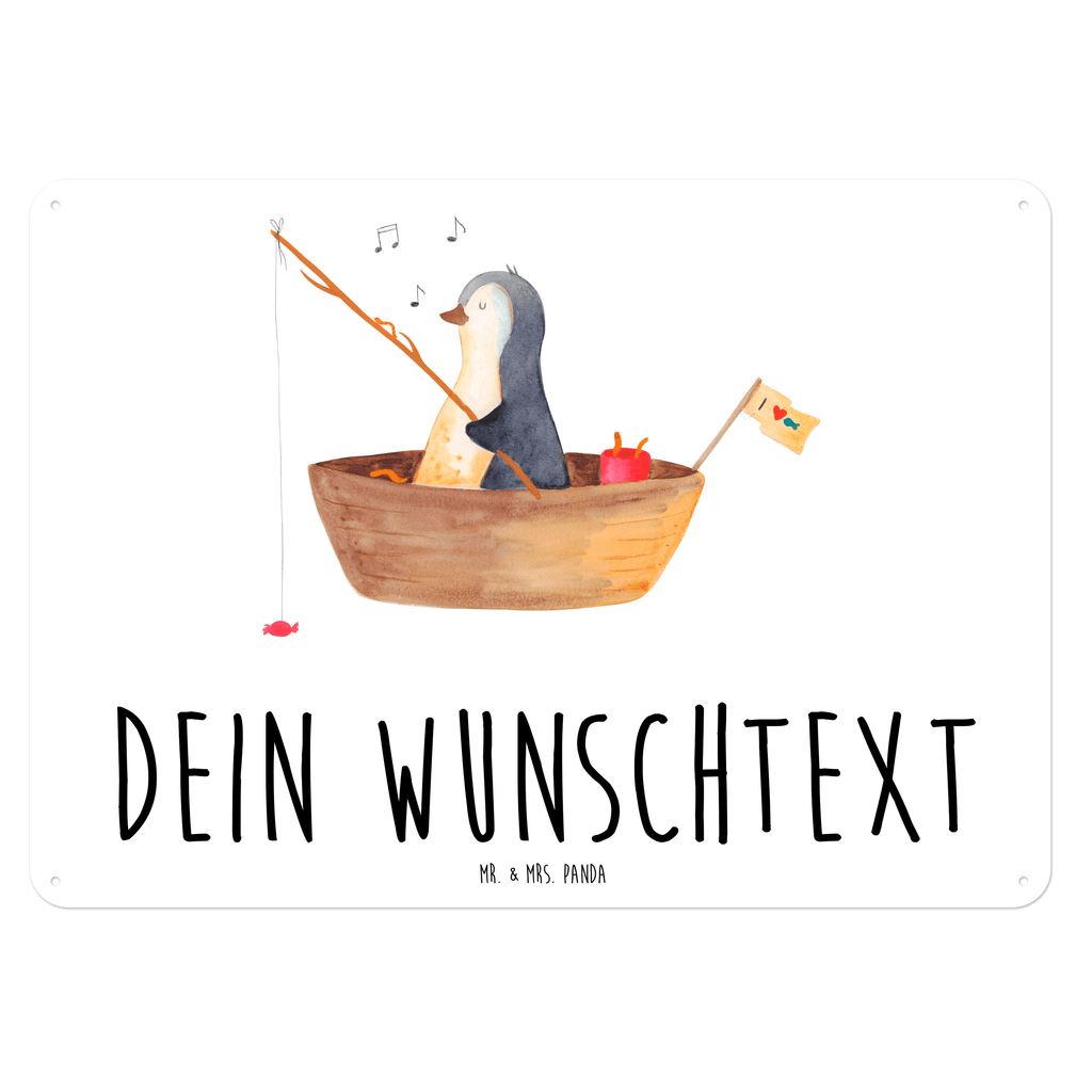 Personalisiertes Blechschild Pinguin Angelboot Blechschild, Metallschild, Geschenk Schild, Schild, Magnet-Metall-Schild, Deko Schild, Wandschild, Wand-Dekoration, Türschild, Pinguin, Pinguine, Angeln, Boot, Angelboot, Lebenslust, Leben, genießen, Motivation, Neustart, Neuanfang, Trennung, Scheidung, Geschenkidee Liebeskummer