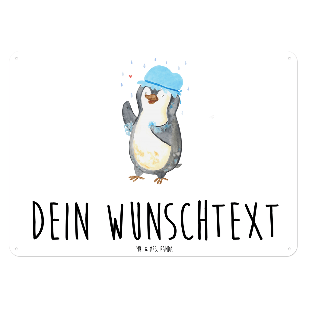 Personalisiertes Blechschild Pinguin duscht Blechschild, Metallschild, Geschenk Schild, Schild, Magnet-Metall-Schild, Deko Schild, Wandschild, Wand-Dekoration, Türschild, Pinguin, Pinguine, Dusche, duschen, Lebensmotto, Motivation, Neustart, Neuanfang, glücklich sein